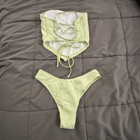 MakeMeChic Mint Green Bandeau Tankini High Cut Bikini Swimsuit NWOT Size S - Picture 6 of 11